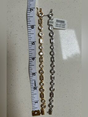 Anthropologie Gold Plated Cubic Zirconia Chunky Bracelets